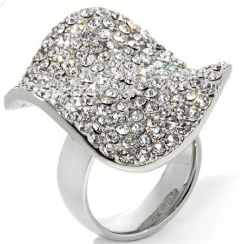 SIGNAL STYLE WAVE CRYSTAL STAINLESS STEEL RING